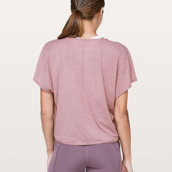 RARE Lululemon V Neck Relaxed Crop Short Sleeve Pink Plus Size 10 NWOT - Picture 4 of 11